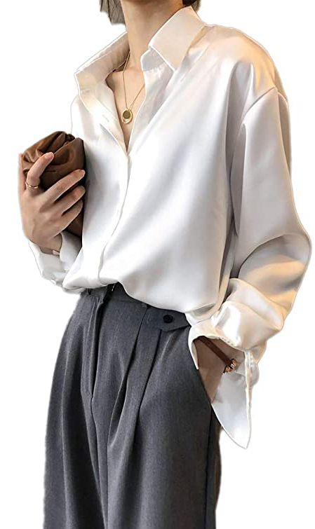 Buy Pantete Womens Satin Silk Button Down Shirts from Amazon